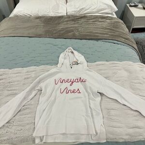 Vineyard Vines White Cap Hoodie with Pink Label